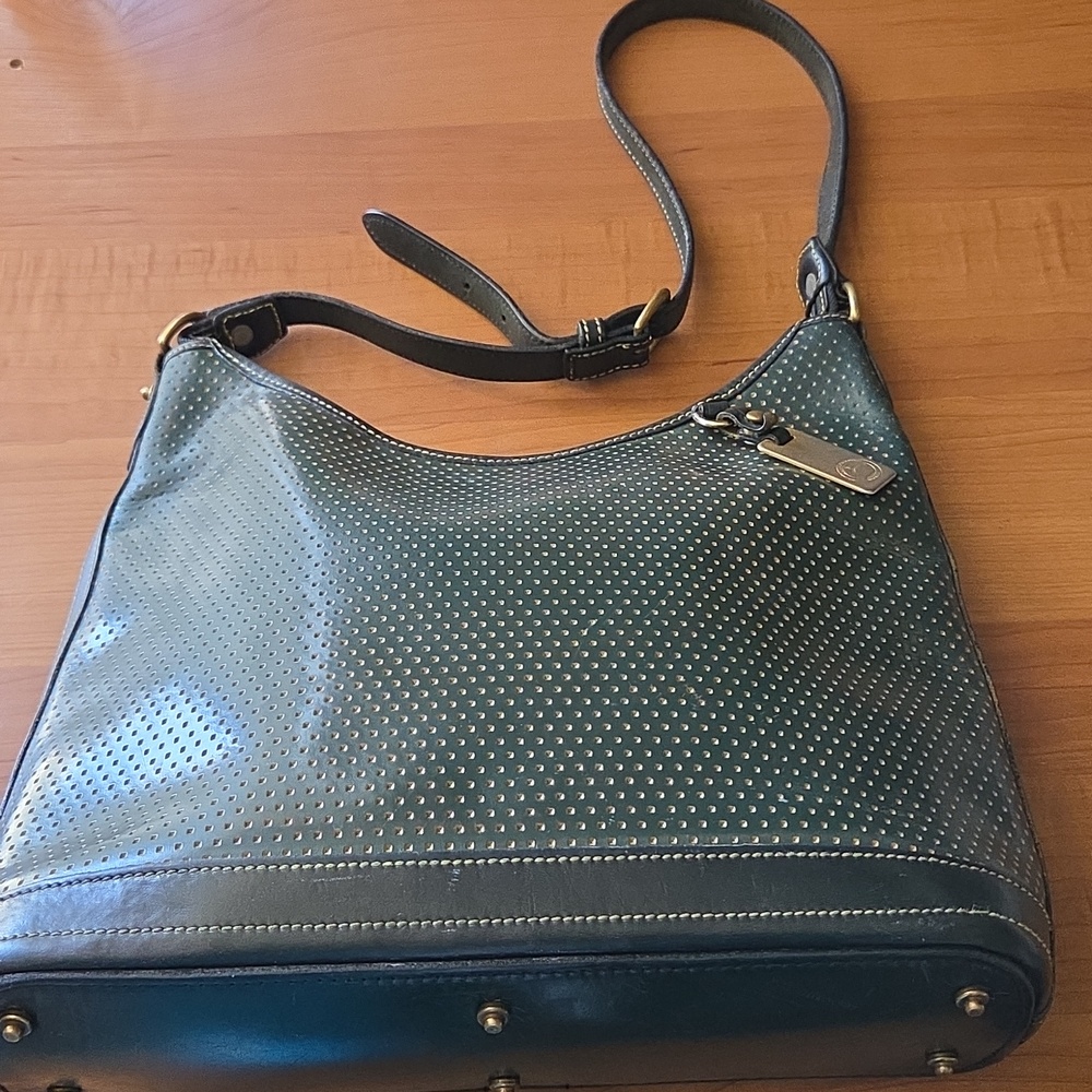 Dooney & Bourke Cabrio Dot Leather Tranquility Green Hobo Shoulder Bag Vintage - Picture 5 of 17